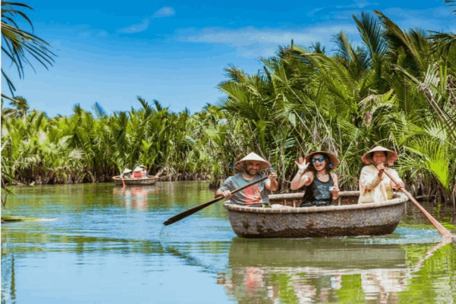 Basket boat ride in the Cam Thanh coconut forest near Hoi An