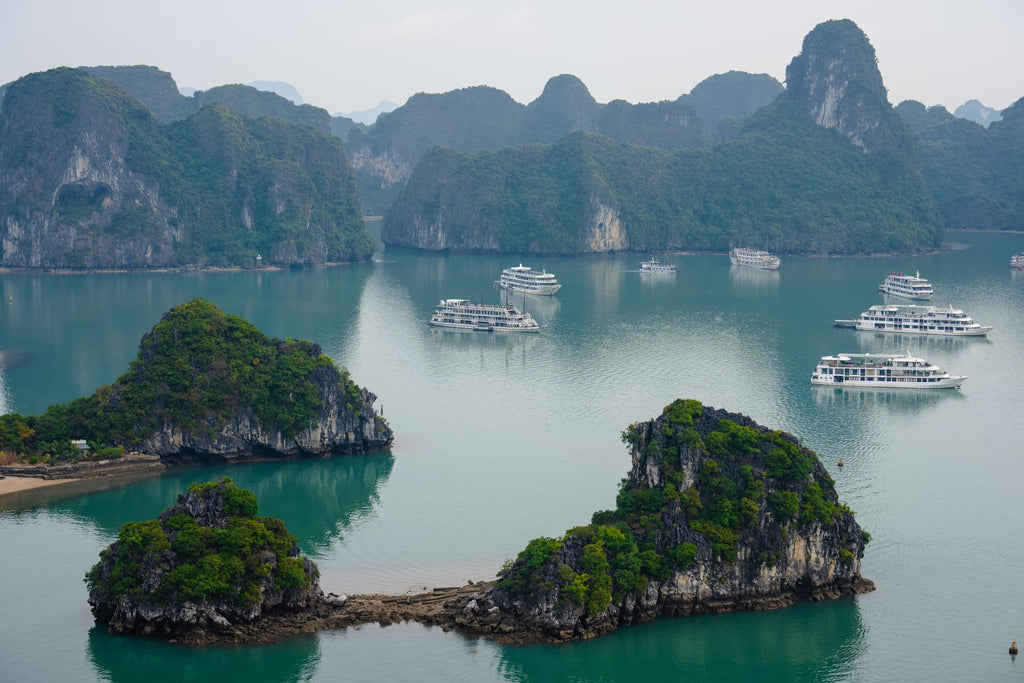 Cruise ships among the islands of Ha Long Bay