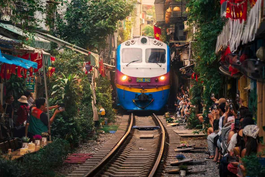 Train passing through Hanoi Train Street