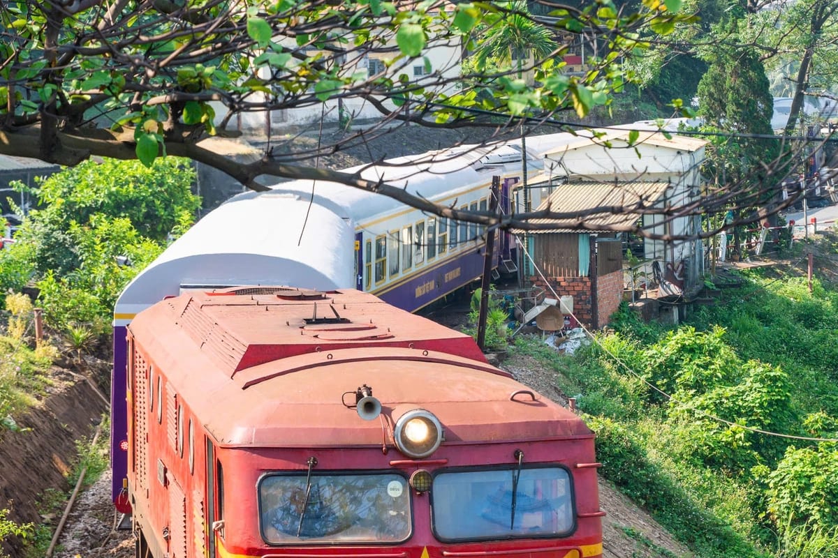 Heritage train on the coastal railway between Hue and Da Nang