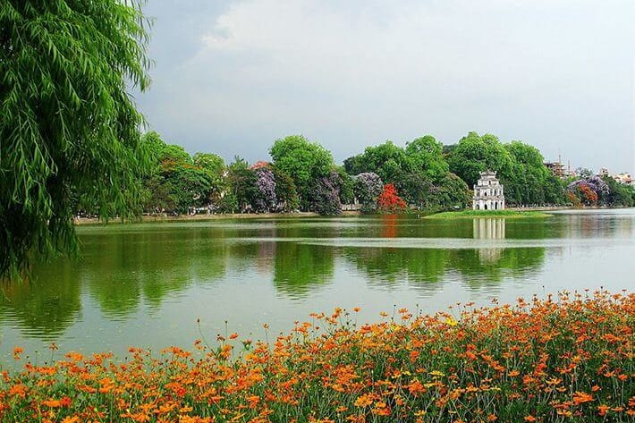 Turtle Tower in Hoan Kiem Lake, Hanoi