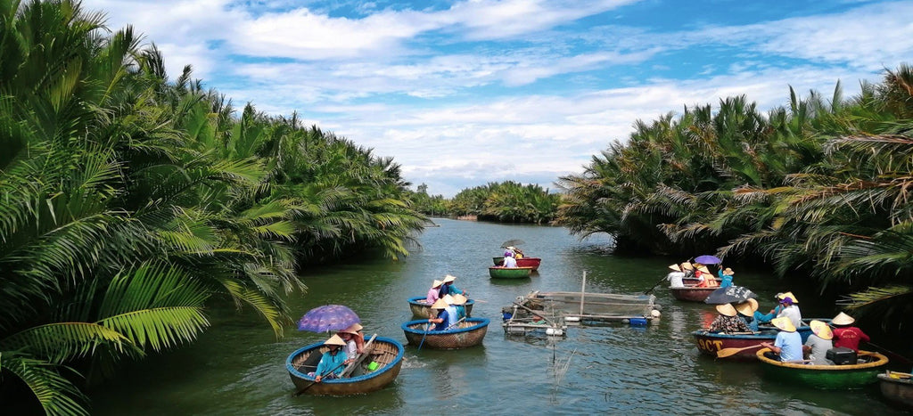 Basket boat ride through the Coconut Jungle near Hoi An