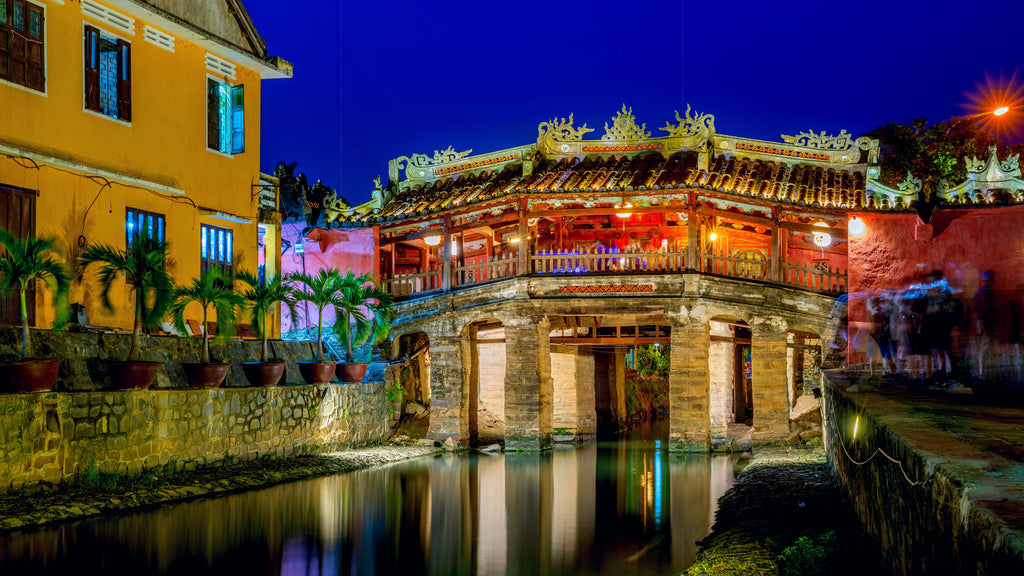 Japanese Covered Bridge in Hoi An Ancient Town at night